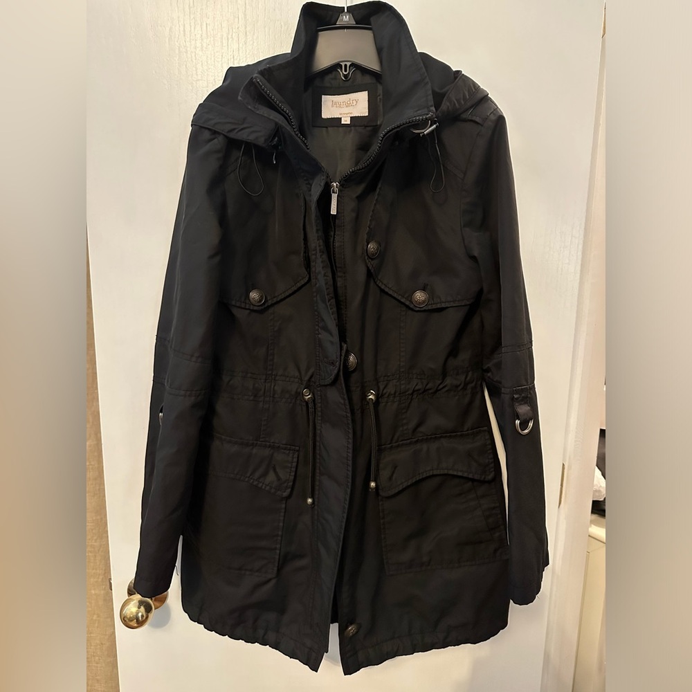 Laundry By Shelli Segal Black Trench Coat Jacket